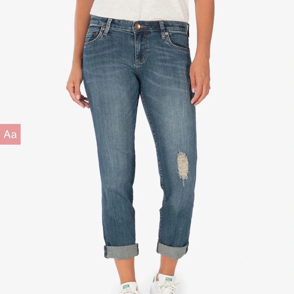 Kut From The Kloth Catherine Medium Wash Distressed Boyfriend Jeans 6 Women’s